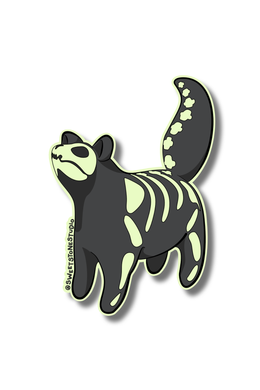STICKER - GLOW-IN-THE-DARK SKELLY CAT